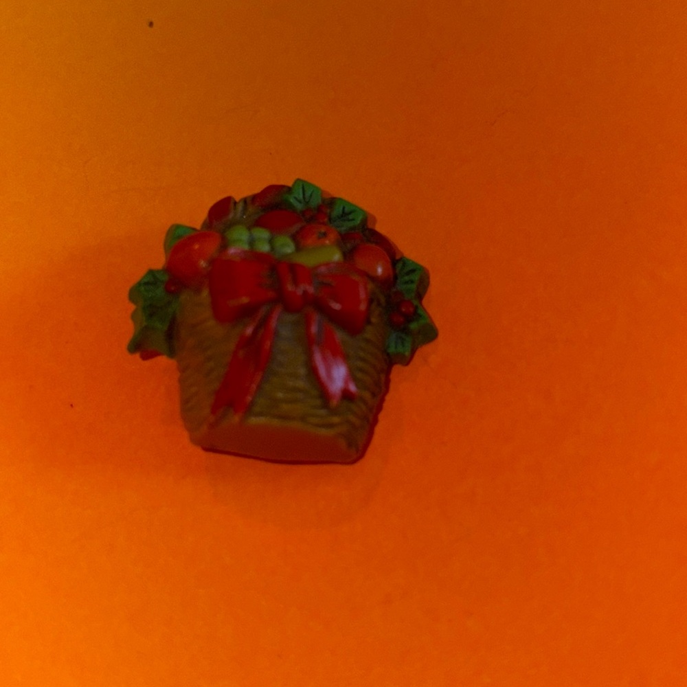 Harvest Holiday Fruit in Basket Holly HALLMARK Pin
